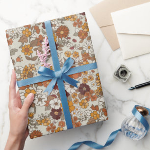 Papier Cadeau Motif de fleurs de Boho rétro