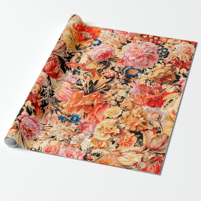 Papier Cadeau Motif de fleurs de brosse (Déroulé)