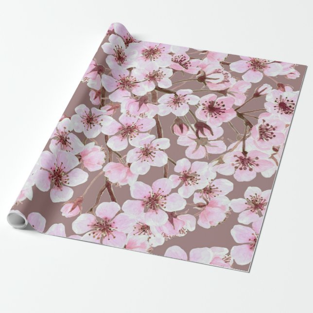 Papier Cadeau Motif de fleurs de cerisiers (Déroulé)