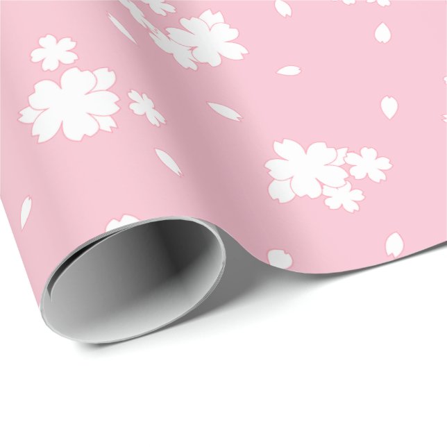 Papier Cadeau Motif de fleurs de cerisiers de Sakura (Coin rond)