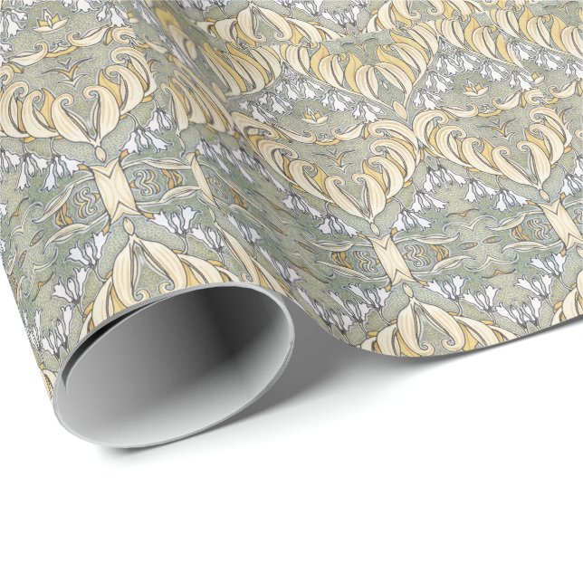 Papier Cadeau Motif de fleurs de phoques Art Nouveau Salomon (Coin rond)