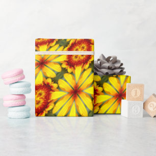 Papier Cadeau Motif de fleurs d'or