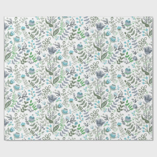 Papier Cadeau Motif de fleurs fantaisie d'art populaire polonais