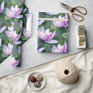 Papier Cadeau Motif de fleurs Magnolia