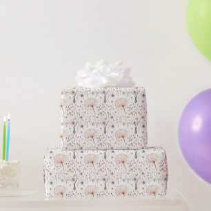 Papier Cadeau Motif de fleurs pressées vintage botanique bohème
