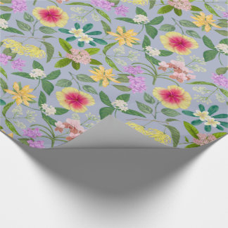 Papier Cadeau Motif de fleurs tropicales colorées illustrées