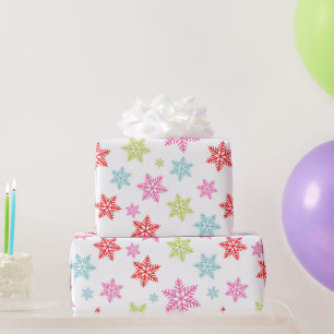 Papier Cadeau Motif de flocon de neige coloré – Création hiverna
