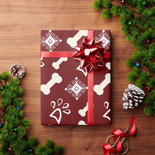 Papier Cadeau Motif de flocon de neige pour chien de Noël (Cadeau de vacances)