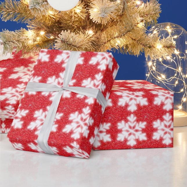 Papier Cadeau Motif de flocon rouge de Noël (Vacances)