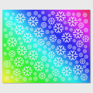 Papier Cadeau Motif de flocons de neige blancs sur dégradé arc-e