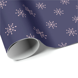 Papier Cadeau Motif de flocons de neige rose et violet simple
