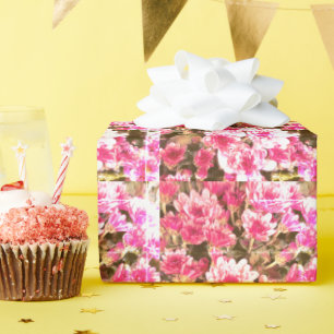 Papier Cadeau Motif de floraison florale rose – Conception botan