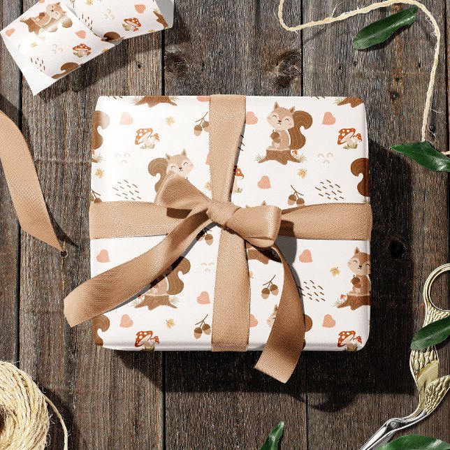 Papier Cadeau Motif de forêt de l'écureuil mou (Créateur téléchargé)