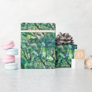 Papier Cadeau Motif de forêt verte aquarelle