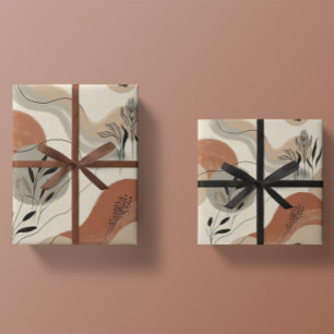 Papier Cadeau Motif de formes abstraites organiques minimalistes