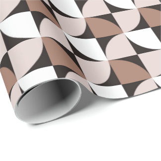 Papier Cadeau Motif de formes atomiques rétro marron des années 