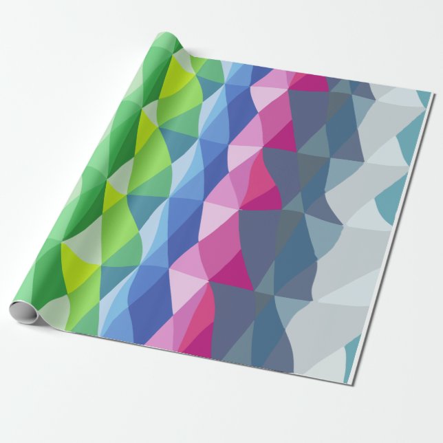 Papier Cadeau Motif de formes de prisme arc-en-ciel géométrique  (Déroulé)