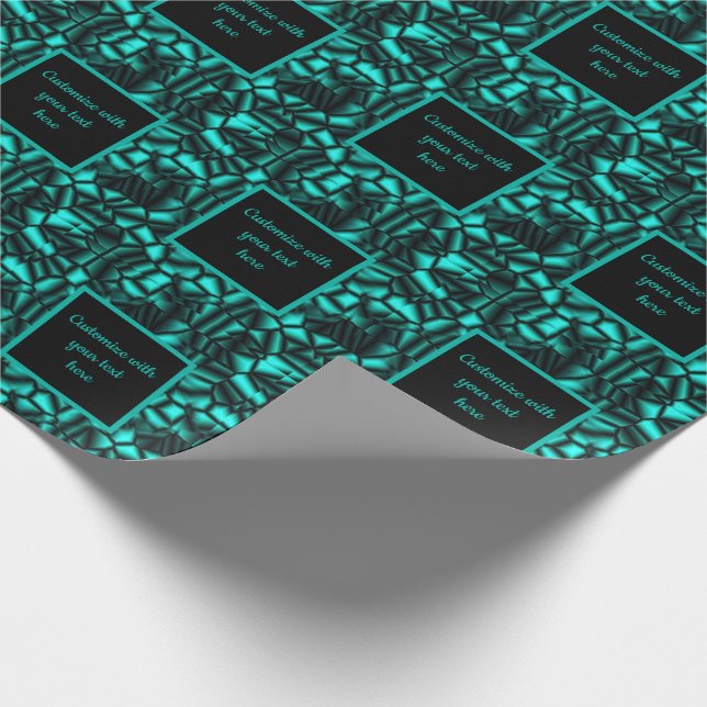 Papier Cadeau Motif de formes géométriques turquoise personnalis (Coin)