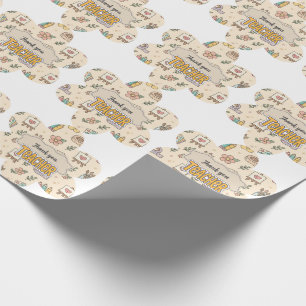 Papier Cadeau Motif de fournitures scolaires pour enseignant pas
