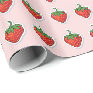 Papier Cadeau Motif de fraises rouges sucrées