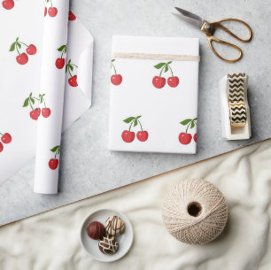 Papier Cadeau Motif de fruit classique Cerise rouge Printemps & 