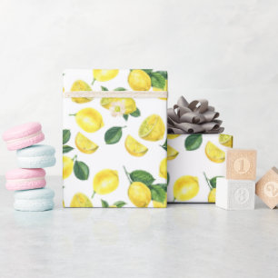 Papier Cadeau Motif de fruits aux citrons jaunes