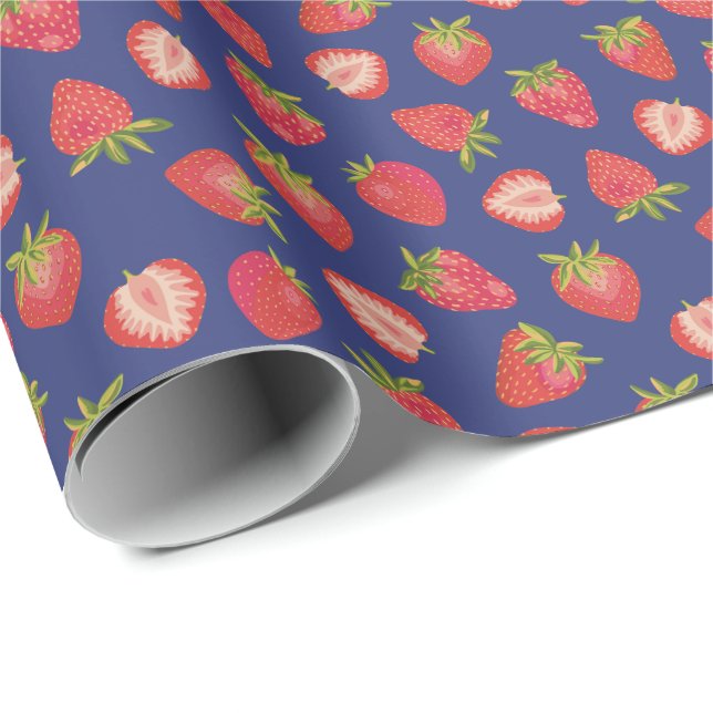 Papier Cadeau Motif de fruits de fraise (Coin rond)