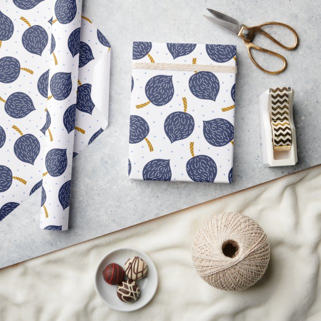 Papier Cadeau Motif de fruits de la bombe Abstraite bleue marine (Artisanat)