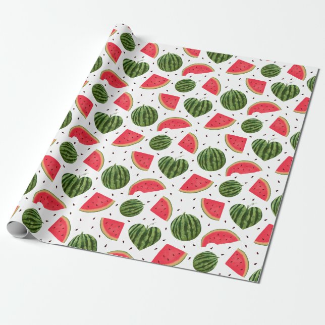 Papier Cadeau Motif de fruits de pastèque (Déroulé)