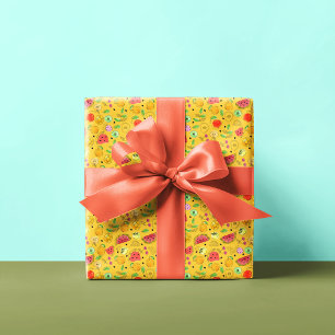 Papier Cadeau Motif de fruits d'été   Jaune clair