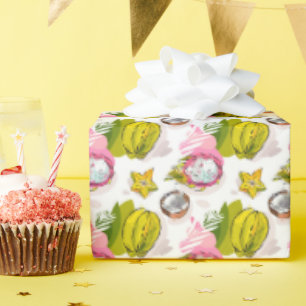 Papier Cadeau Motif de fruits texturés à main libre