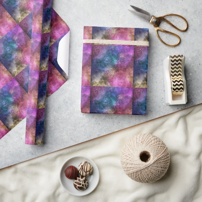 Papier Cadeau Motif de galaxie coloré (Artisanat)