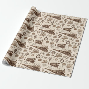 Papier Cadeau Motif de gare vintage (2)