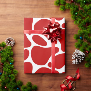 Papier Cadeau Motif de girafe rouge et blanc
