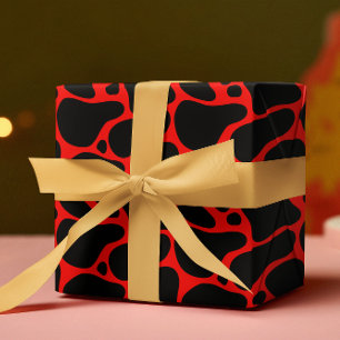 Papier Cadeau Motif de girafe rouge et noire