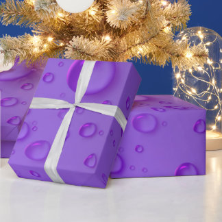 Papier Cadeau Motif de gouttes de pluie violette 
