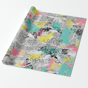 Papier Cadeau Motif de graffiti urbain coloré (3)