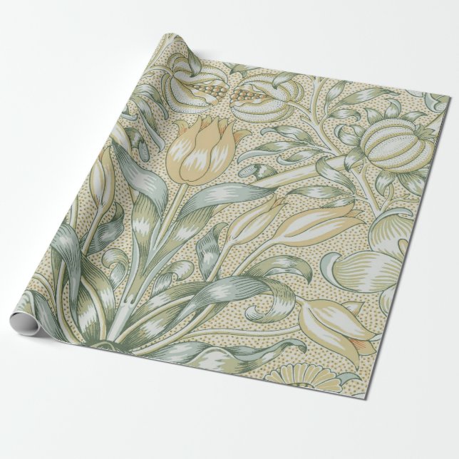 Papier Cadeau Motif de grenade antique Lily de William Morris (Déroulé)