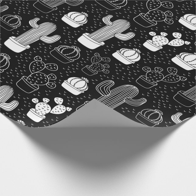 Papier Cadeau Motif de gribouillis noir et blanc (Coin)