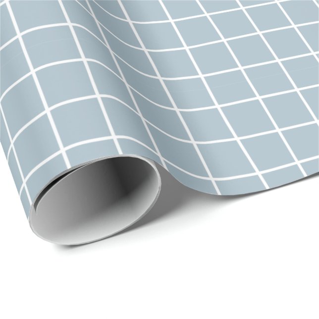 Papier Cadeau Motif de grille bleue dessiné à la main (Coin rond)