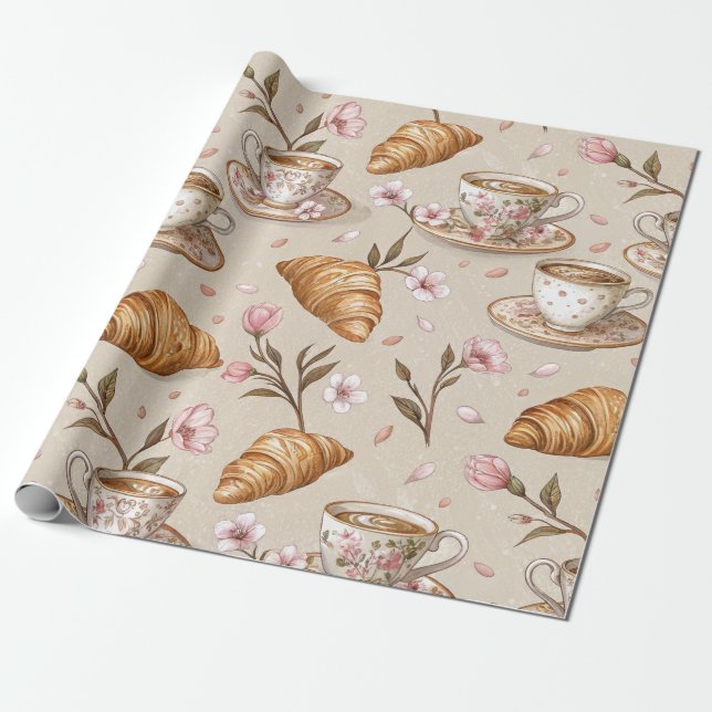 Papier Cadeau Motif de housse de café Fleur de Cerisier (9) (Déroulé)
