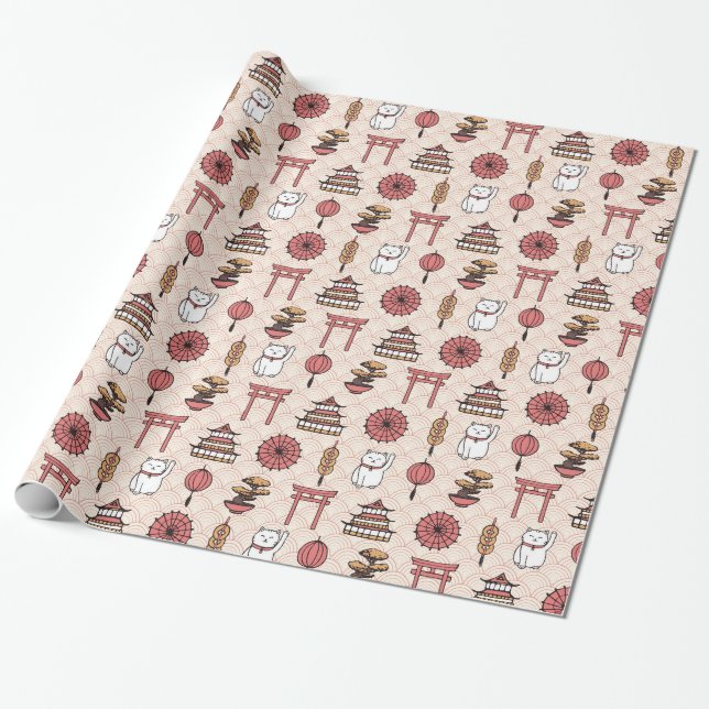 Papier Cadeau Motif de Japonais (Déroulé)
