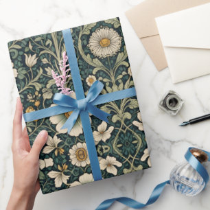 Papier Cadeau Motif de jardin aux marguerites vintage