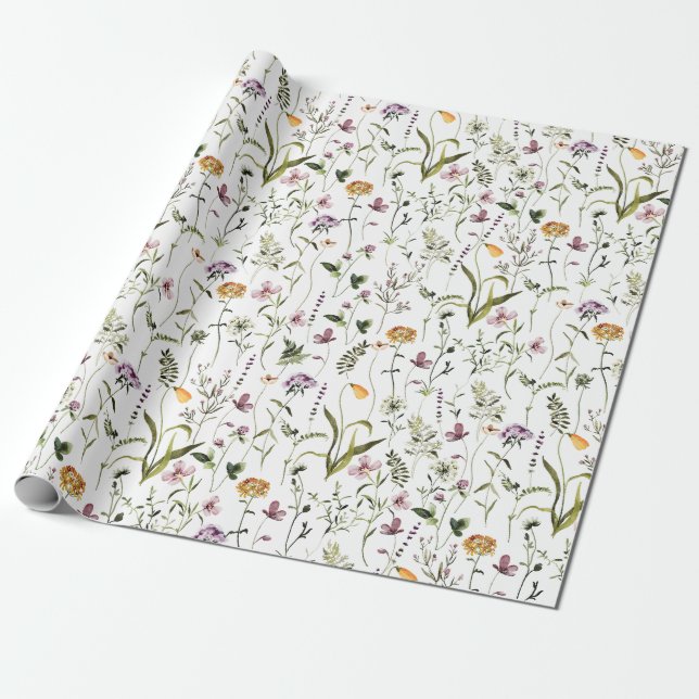 Papier Cadeau Motif de jardin fleur sauvage (Déroulé)