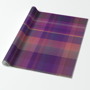 Papier Cadeau Motif de la bande de plaid de Madras pourpre fonc