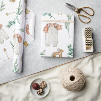 Papier Cadeau Motif de la crèche scandinave Boho