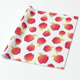 Papier Cadeau Motif de la pomme rouge Watercolor