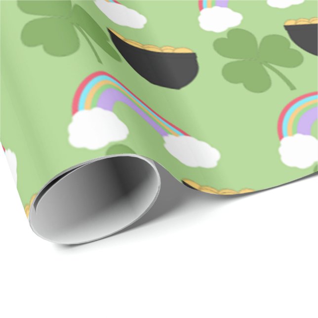 Papier Cadeau Motif de la Saint-Patrick (Coin rond)