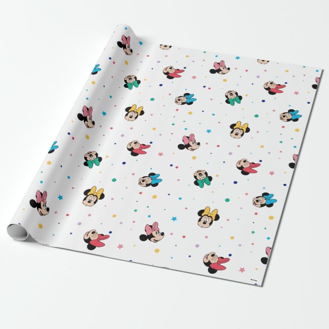Papier Cadeau Motif de la souris Minnie Rainbow Bow (Déroulé)