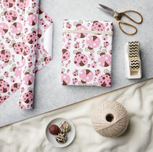 Papier Cadeau Motif De Ladybugs, Mignons Ladybugs, Pink Ladybugs